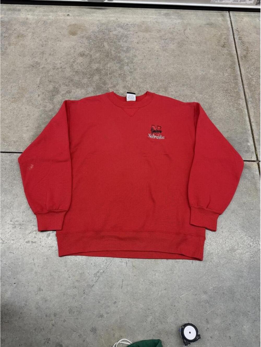 vintage university of nebraska huskers collegiate red crewneck size large